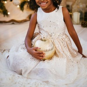 Girls Gold Sequin Dress